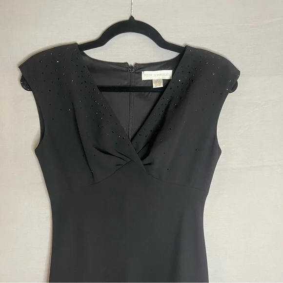 PETITE SOPHISTICATE BLACK SZ 2 Rhinstone Formal Cocktail Mother Of Bride Dress - Picture 3 of 10
